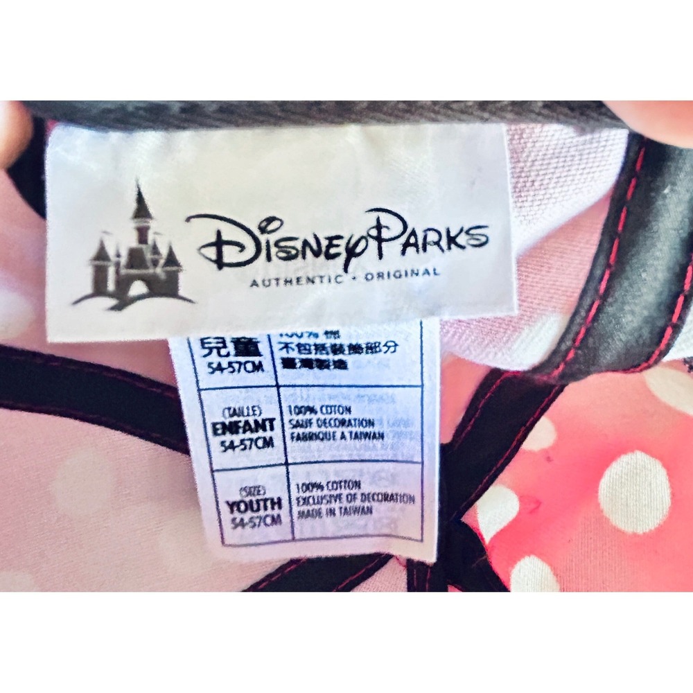 Disney Parks Minnie Mouse Polka Dot Ears Bow Snapback Hat Youth Red White Black - Picture 4 of 7